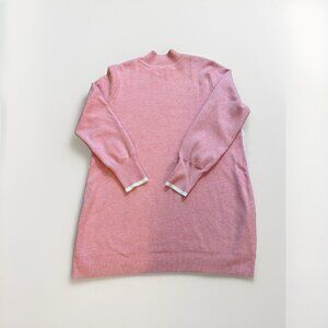 Chico's Woman's Tunic Sweater Size 2 Pink Cashmere Blend Mock Neck Side Button